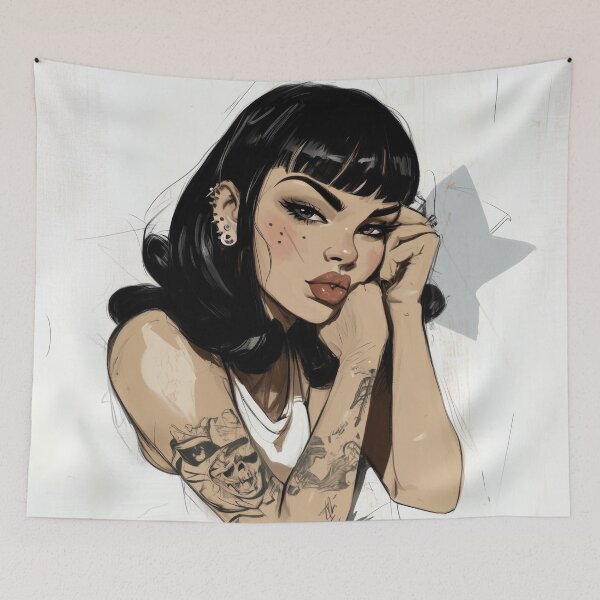 Item preview, Punk Girl, "Bold As Brass" J. C Leyendecker style design. No text Version designed and sold by Shoot-The-Moon.