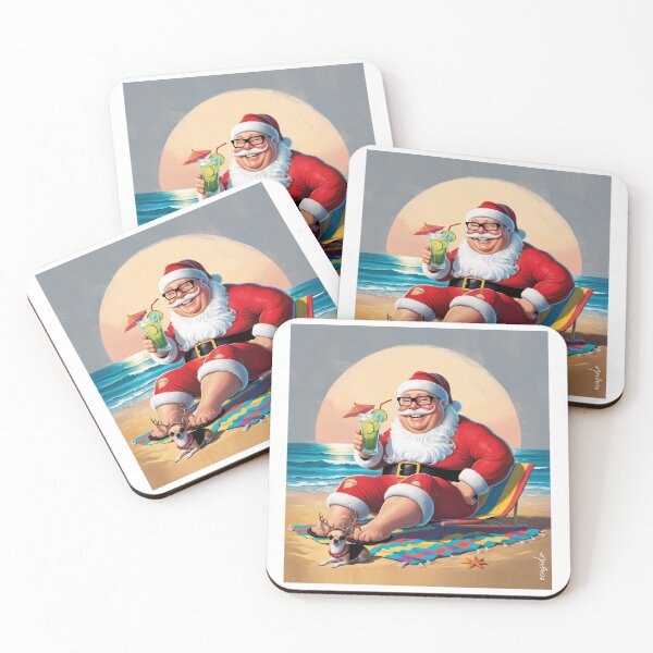 Item preview, Merry Christmas. Santa drinking a caipirinha on the beach with chihuahua reindeer. Santa knows, that's why he only works one day designed and sold by ocusido.