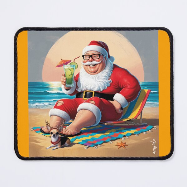 Item preview, Merry Christmas. Santa drinking a caipirinha on the beach with chihuahua reindeer. Santa knows, that's why he only works one day designed and sold by ocusido.