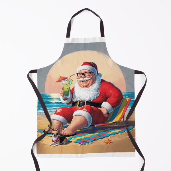 Item preview, Merry Christmas. Santa drinking a caipirinha on the beach with chihuahua reindeer. Santa knows, that's why he only works one day designed and sold by ocusido.
