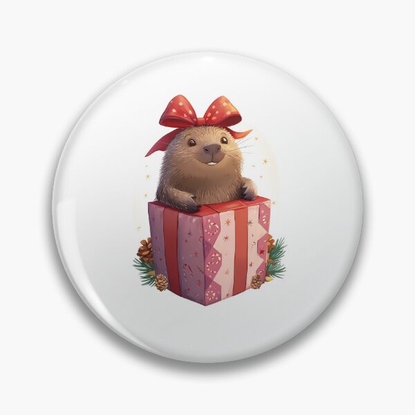 Item preview, Adorable Wombat in Festive Gift Box - Whimsical Christmas Cartoon Design designed and sold by zax454.