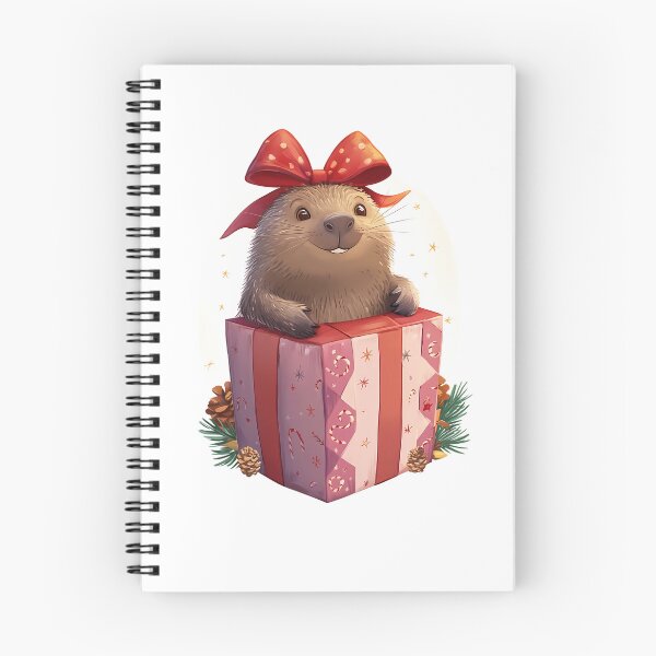 Item preview, Adorable Wombat in Festive Gift Box - Whimsical Christmas Cartoon Design designed and sold by zax454.