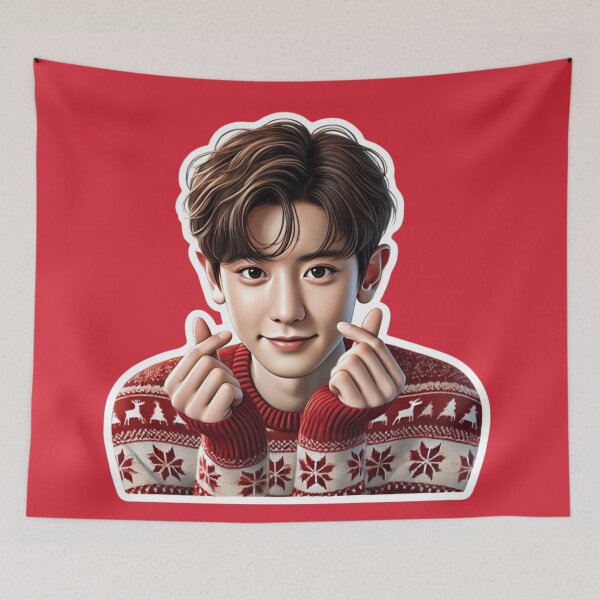 Artikelvorschau, Chanyeol Weihnachtsaufkleber | Festliche EXO K-Pop Weihnachtskunst entworfen und verkauft von DEEPDesignsART.