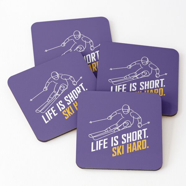 Item preview, Life Is Short. Ski Hard. Funny Skiing Enthusiast One Line Art designed and sold by Anniko Art Studio.