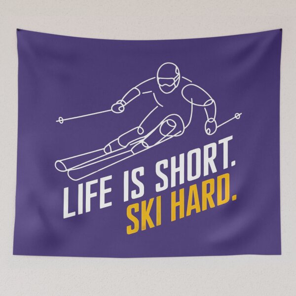 Item preview, Life Is Short. Ski Hard. Funny Skiing Enthusiast One Line Art designed and sold by Anniko Art Studio.