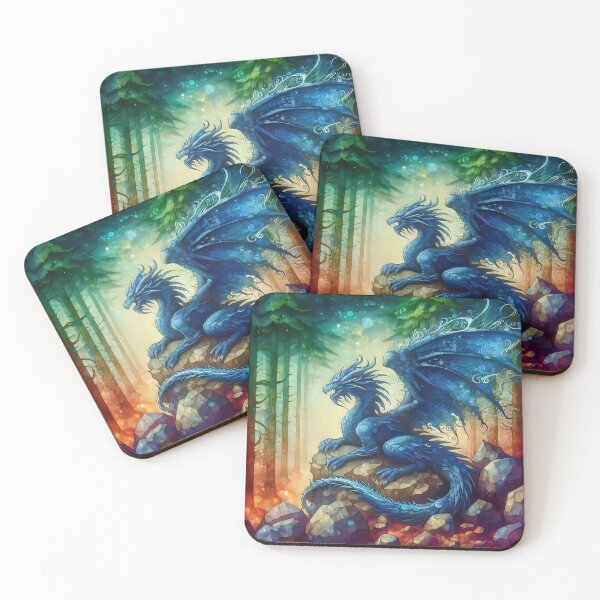 Item preview, Majestic Blue Dragon in the Forest designed and sold by CattyCornerPOD.
