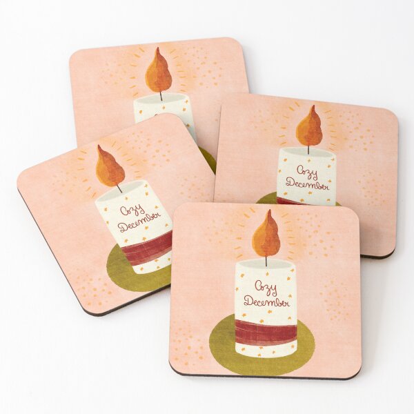 Item preview, Cozy December Candle Watercolor Stars designed and sold by bypiupiu.