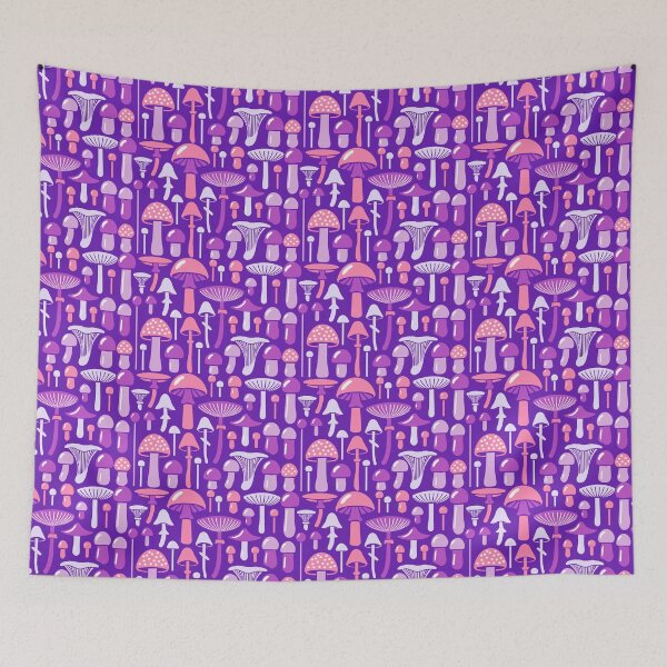 Item preview, Chic & Shroomy Fashion:  Multicolored Mushroom Pattern on Violet Background designed and sold by IraNiva.