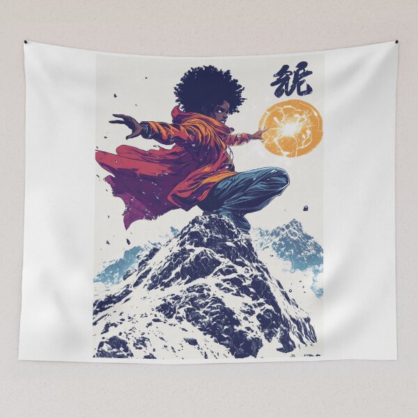 Item preview, African American Witch Casting a Fiery Spell 魔法の戦士 designed and sold by PrintsByFrank.