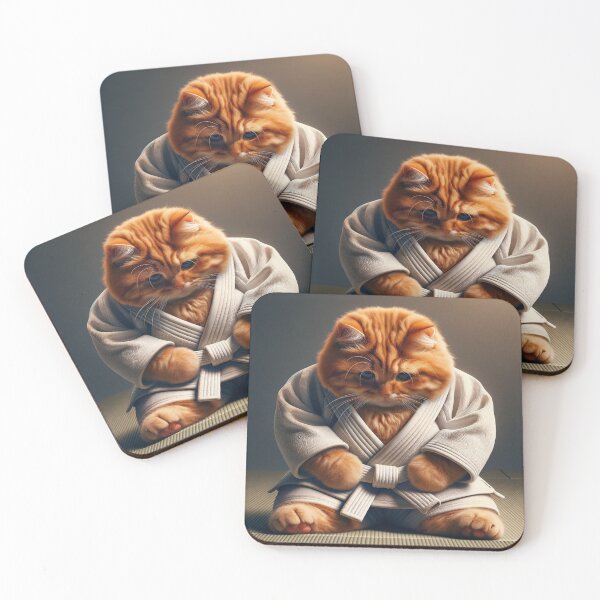Item preview, Cute Ginger Cat in Judo Uniform Practicing Martial Arts on a Tatami Mat in a Sunlit Studio designed and sold by AlwaysHome.