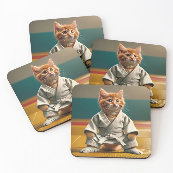 Item preview, Martial Arts Ginger Cat in Judo Gi Bowing Respectfully in a Traditional Dojo designed and sold by AlwaysHome.