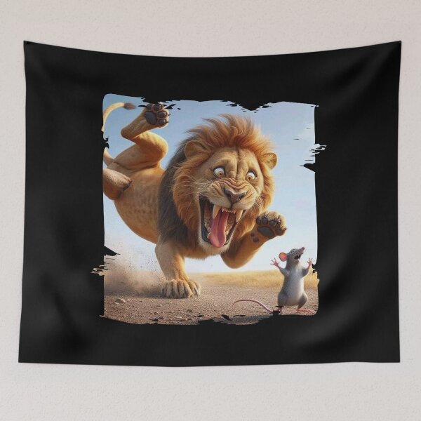 Item preview, Frenzied Lion Attacking a Mouse - Wild Animal Art designed and sold by Hungry-Murphy.