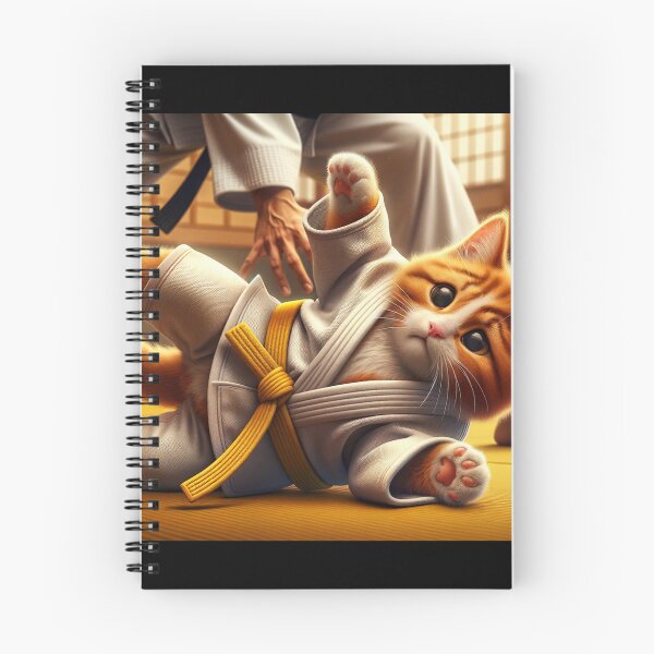 Item preview, Ginger Cat in Judo Uniform Playfully Tying Its Belt with Its Paws designed and sold by AlwaysHome.