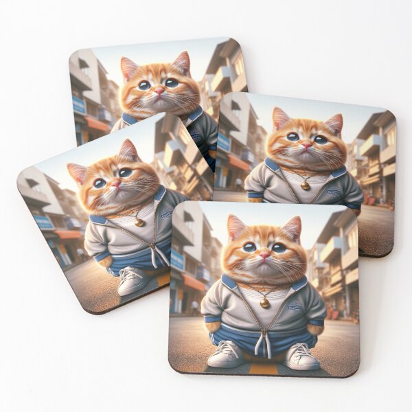 Item preview, Cute Ginger Cat in Judo Uniform Practicing Martial Arts on a Tatami Mat in a Sunlit Studio designed and sold by AlwaysHome.