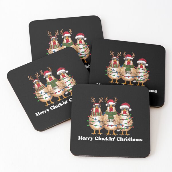 Item preview, Funny Merry Clucking Christmas Chickens designed and sold by darkskydelights.