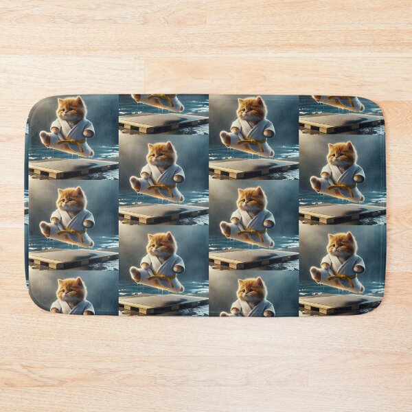 Item preview, Funny Ginger Cat in Judo Clothes Mid-Air Performing a High Kick designed and sold by AlwaysHome.