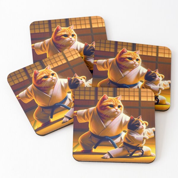 Item preview, Ginger Cat in Judo Clothes Stretching on a Tatami Mat Before Practice designed and sold by AlwaysHome.
