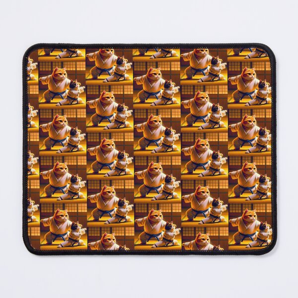 Item preview, Ginger Cat in Judo Clothes Stretching on a Tatami Mat Before Practice designed and sold by AlwaysHome.