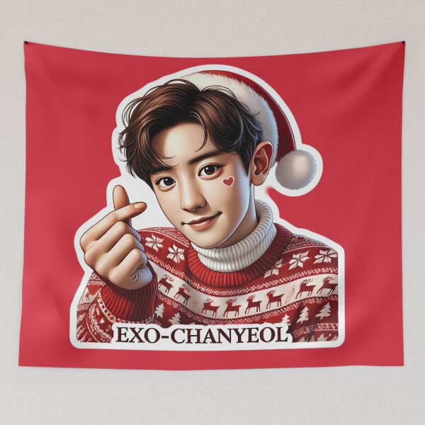 Item preview, Chanyeol Christmas Sticker | Festive EXO K-Pop Holiday Art designed and sold by DEEPDesignsART.