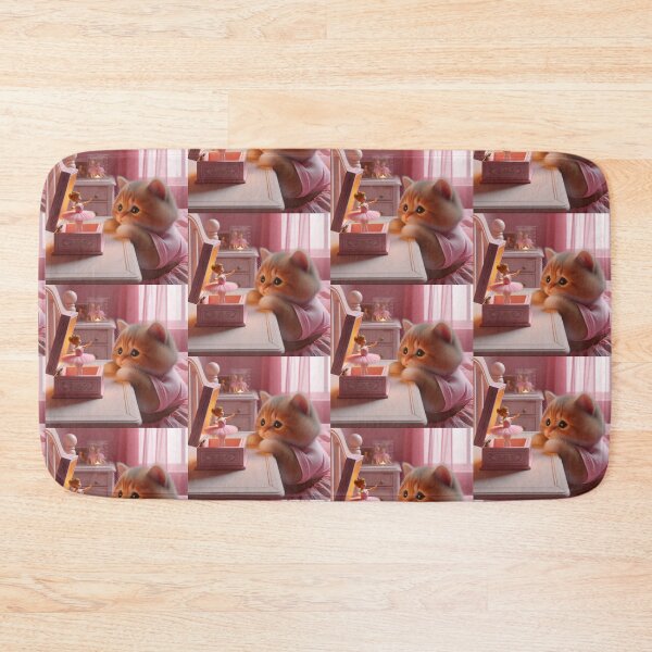 Item preview, Ginger Cat Wearing a Pink Tutu Practicing Ballet Stretches in a Bright Studio designed and sold by AlwaysHome.