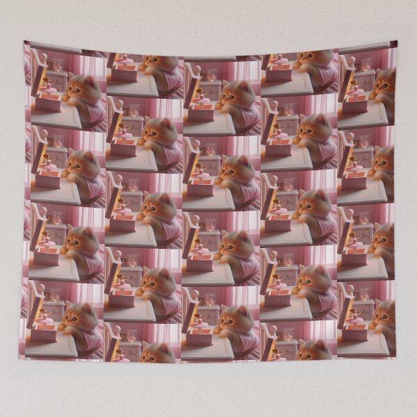 Item preview, Ginger Cat Wearing a Pink Tutu Practicing Ballet Stretches in a Bright Studio designed and sold by AlwaysHome.