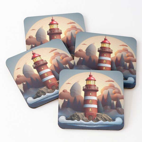 Item preview, Lighthouse on a desert island somewhere in the world. Naive art. Conceptual designed and sold by AtelierDigital.