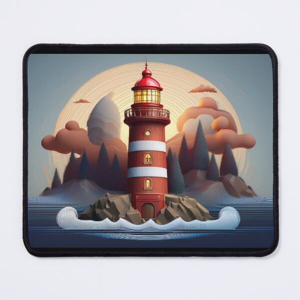 Item preview, Lighthouse on a desert island somewhere in the world. Naive art. Conceptual designed and sold by AtelierDigital.