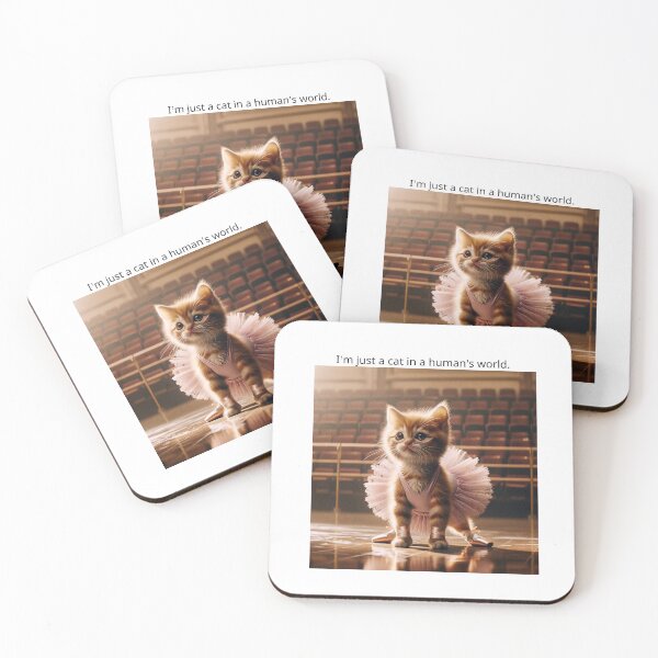 Item preview, Adorable Ginger Cat in a Pink Tutu Sitting Next to a Bouquet of Roses on a Wooden Stage designed and sold by AlwaysHome.