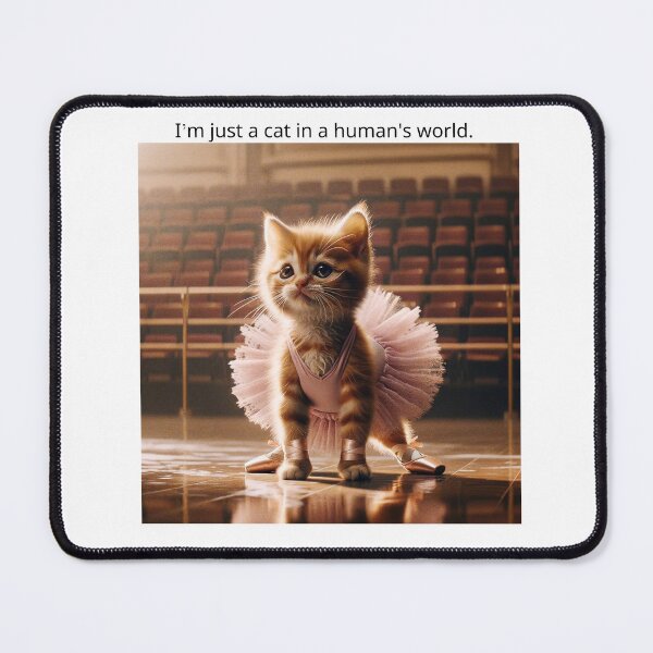 Item preview, Adorable Ginger Cat in a Pink Tutu Sitting Next to a Bouquet of Roses on a Wooden Stage designed and sold by AlwaysHome.