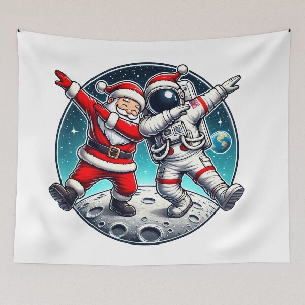 Item preview, Santa Claus Astronaut Cosmonaut Spaceman Dancing Dab With Hat - Festive Lunar Planet Humorous Design designed and sold by Creavibestudio.