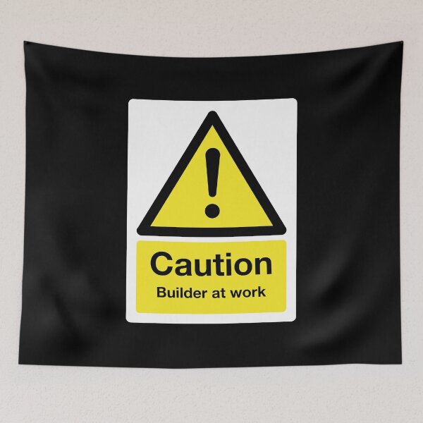 Item preview, Caution: Builder at Work Sign (on black) designed and sold by STUDIO-72.