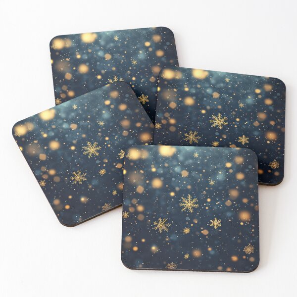 Item preview, Golden snowflakes and glowing bokeh lights floating against a dark, designed and sold by MystiS.