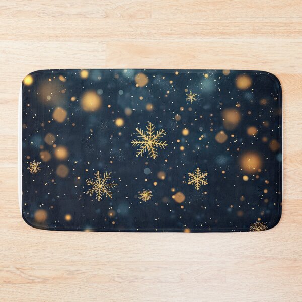 Item preview, Golden snowflakes and glowing bokeh lights floating against a dark, designed and sold by MystiS.