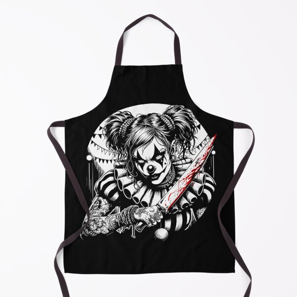 Artikelvorschau, Böser weiblicher Clown mit blutigem Messer-Design, Horror Grafik Shirt, Gruseliges Halloween Top, Gruseliges Joker T-Shirt, Alternatives Goth Gruseliges Zirkus T-Shirt entworfen und verkauft von CM2P.