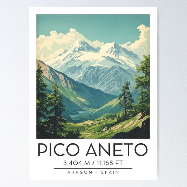Item preview, A Vintage Illustration of Pico Aneto - Spain  designed and sold by GoodOldVintage.