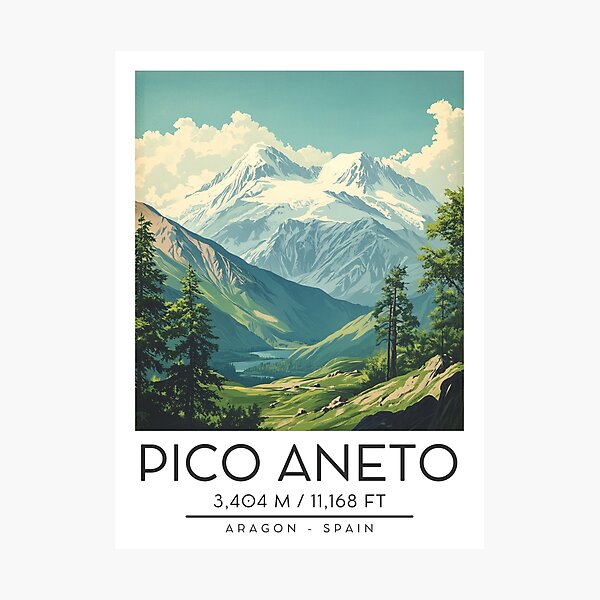 Item preview, A Vintage Illustration of Pico Aneto - Spain  designed and sold by GoodOldVintage.