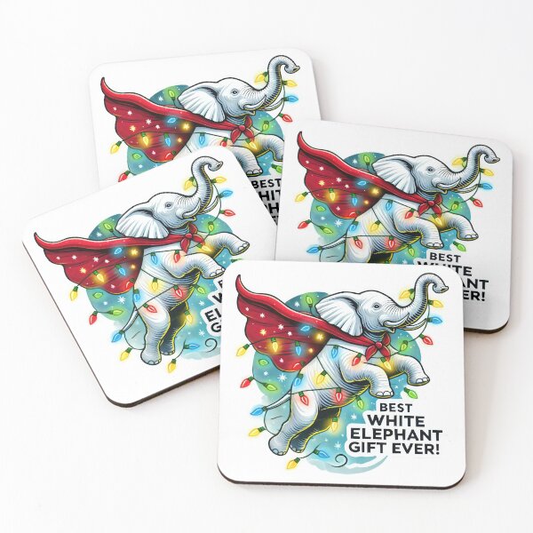 Item preview, White Elephant Joke Gift - Flying Christmas Elephant designed and sold by SamSupershirt.