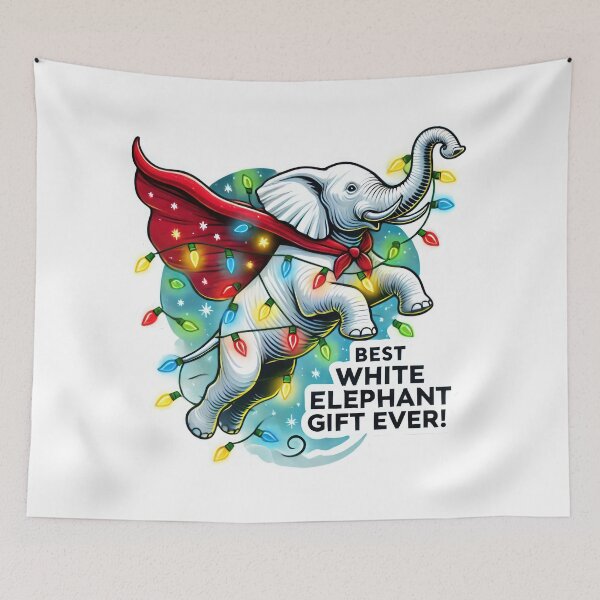Item preview, White Elephant Joke Gift - Flying Christmas Elephant designed and sold by SamSupershirt.