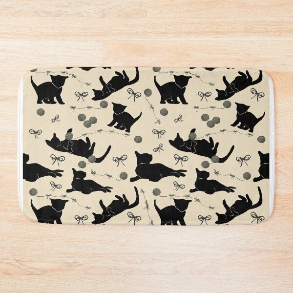 Item preview, Cat party with black ribbons and yarn pattern. designed and sold by RRuffieuxStudio.