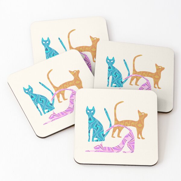 Item preview, Colorful modern pattern of cute cats wearing geometric pattern coats designed and sold by CiniArt.