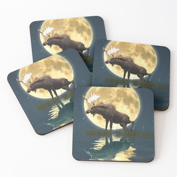 Item preview, Bull Moose and Full Moon Wildlife Art designed and sold by Skye Ryan-Evans.