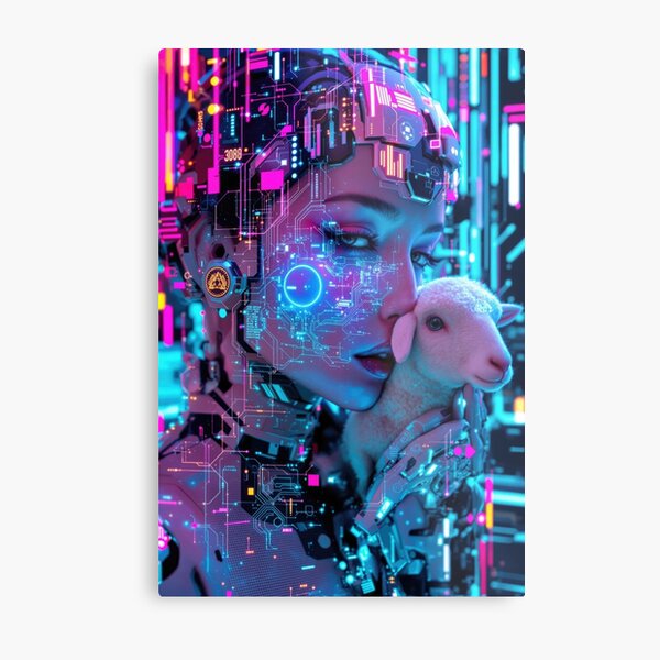 Item preview, Cybernetic Woman Holding a Furry Lamb designed and sold by artwaves.