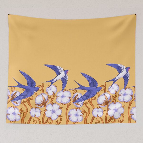 Item preview, Swallow birds and cotton flowers designed and sold by liiafis.