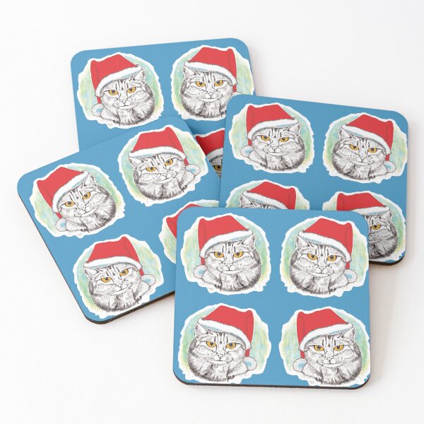 Item preview, New Year Cat 2 -Blue pattern designed and sold by StudioViArt.