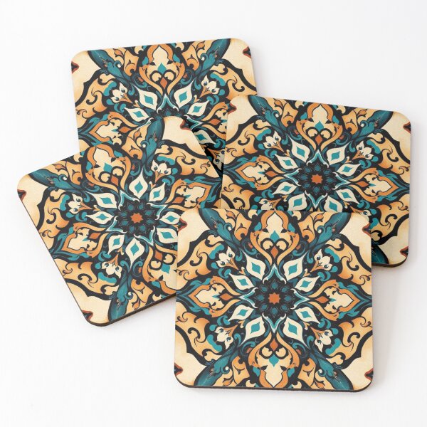 Item preview, Symmetrical Geometric Art Blue, Beige, and Orange designed and sold by Ciervo Primavera.