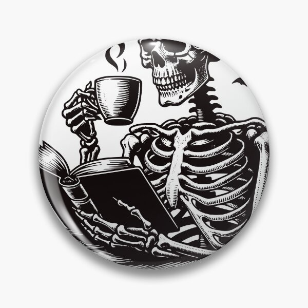 Item preview, Books and Coffee Reading Skeleton-Black designed and sold by ajollycreation.