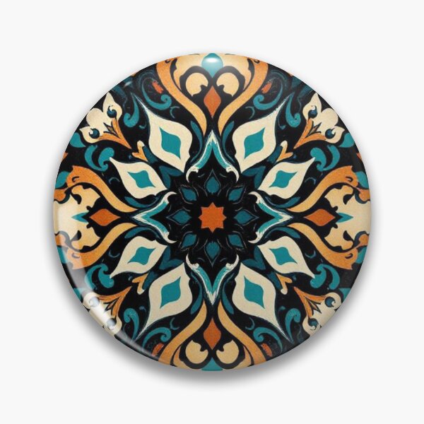 Item preview, Symmetrical Geometric Art Blue, Beige, and Orange designed and sold by Ciervo Primavera.