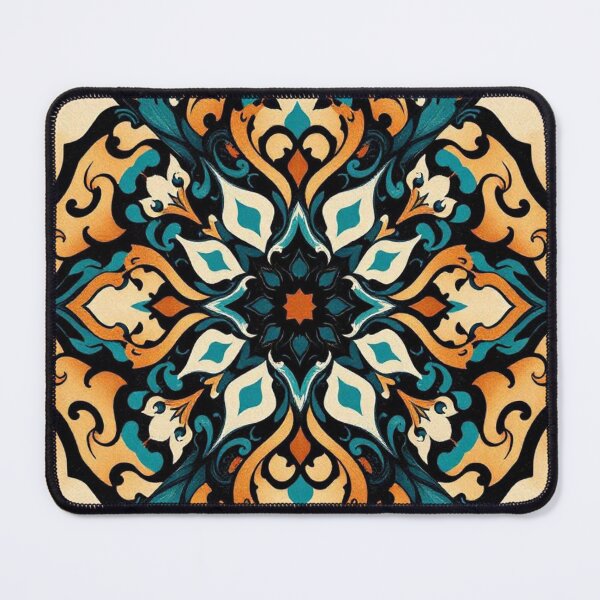 Item preview, Symmetrical Geometric Art Blue, Beige, and Orange designed and sold by Ciervo Primavera.