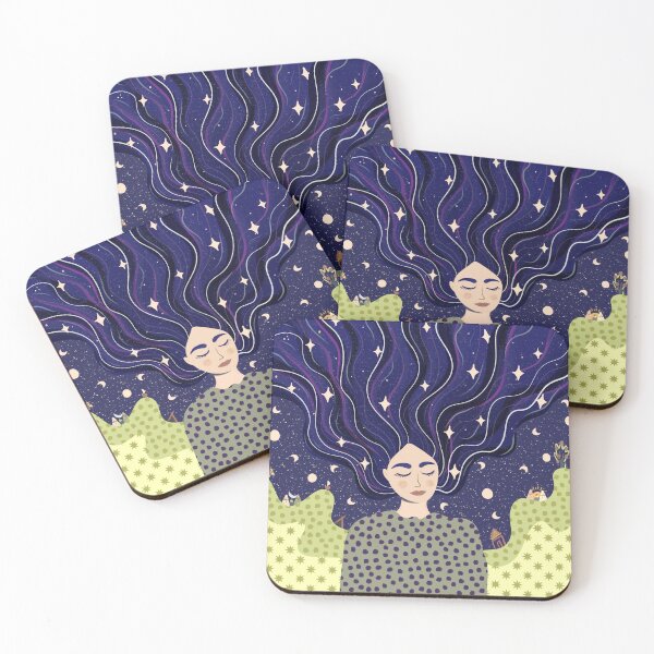 Item preview, Dreaming Under the Stars | Lucid Dreams | Nightsky hair | Celestial Night Illustration designed and sold by bypiupiu.