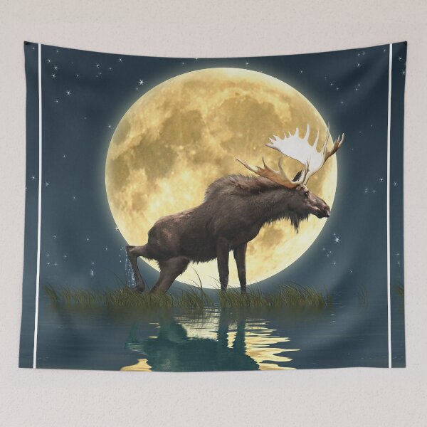 Item preview, Bull Moose and Full Moon Wildlife Art designed and sold by Skye Ryan-Evans.